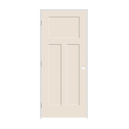 CODEL DOORS 34" x 80" x 1-3/8" Primed 3-Panel Craftsman III Molded Hollow Core 4-9/16" RH Prehung Door 2168MHCCRARH26D4916